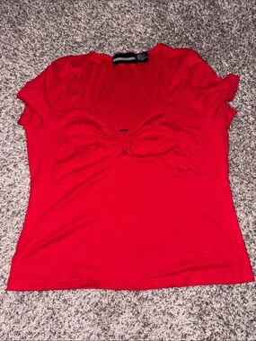 Requirements Red V-Neck Short Sleeve Tee